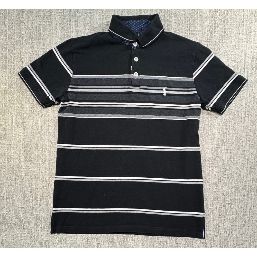 Polo Ralph Lauren Mens XXL Black Striped Short Sleeve Pique Polo Shirt